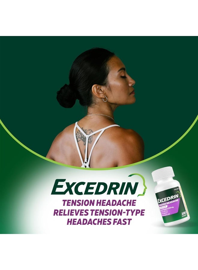 Excedrin Tension Headache Relief Caplets Without Aspirin for Head, Neck and Shoulder Pain Relief - 100 Count - Image 5